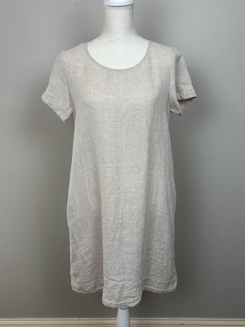 James Perse Dress Womens 1 US Sandstone Gray Linen Shift Tunic Boho Beach‎ Prep
